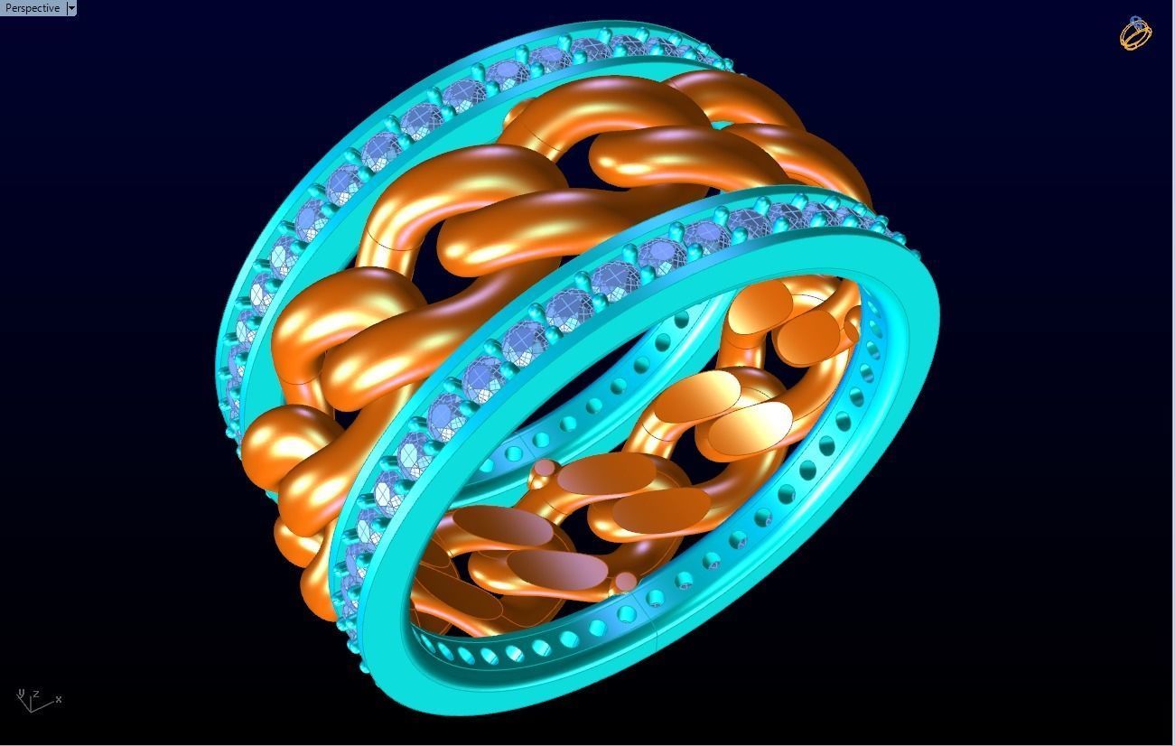 Chain Diamond ring - Miami Cuban ring - N8531A size 7 dot 5 3D print model_12