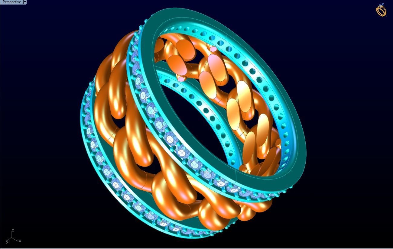 Chain Diamond ring - Miami Cuban ring - N8531A size 7 dot 5 3D print model_11