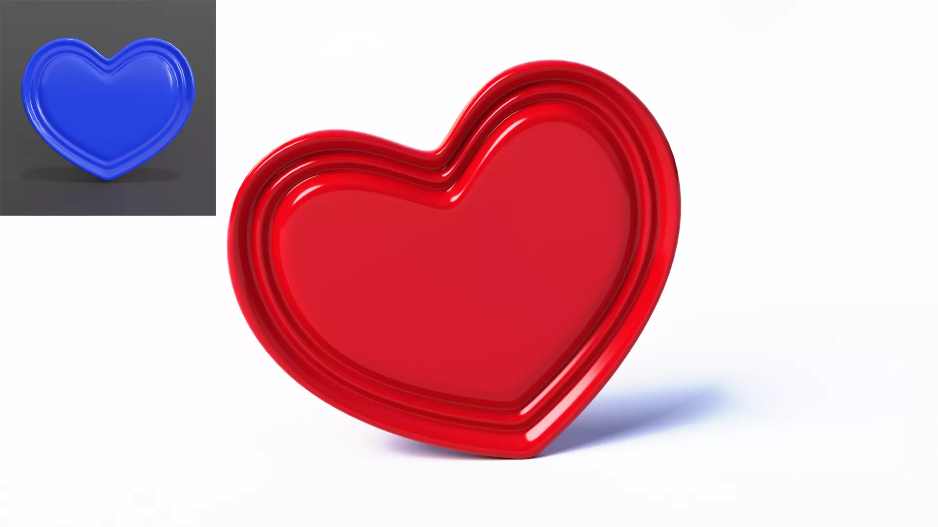 Heart Red and Blue 3D model_0