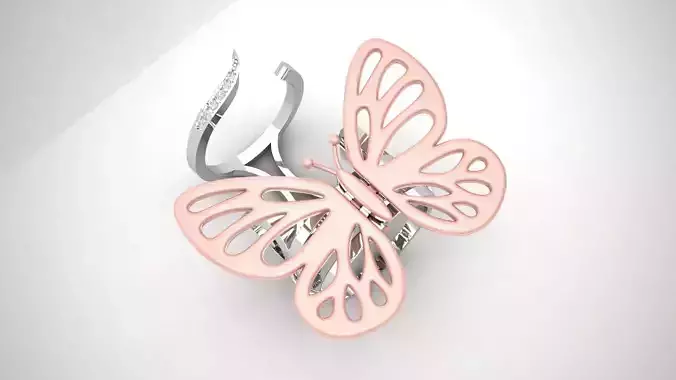 Gold Butterfly Ring with  Mechanism of Moving Wings