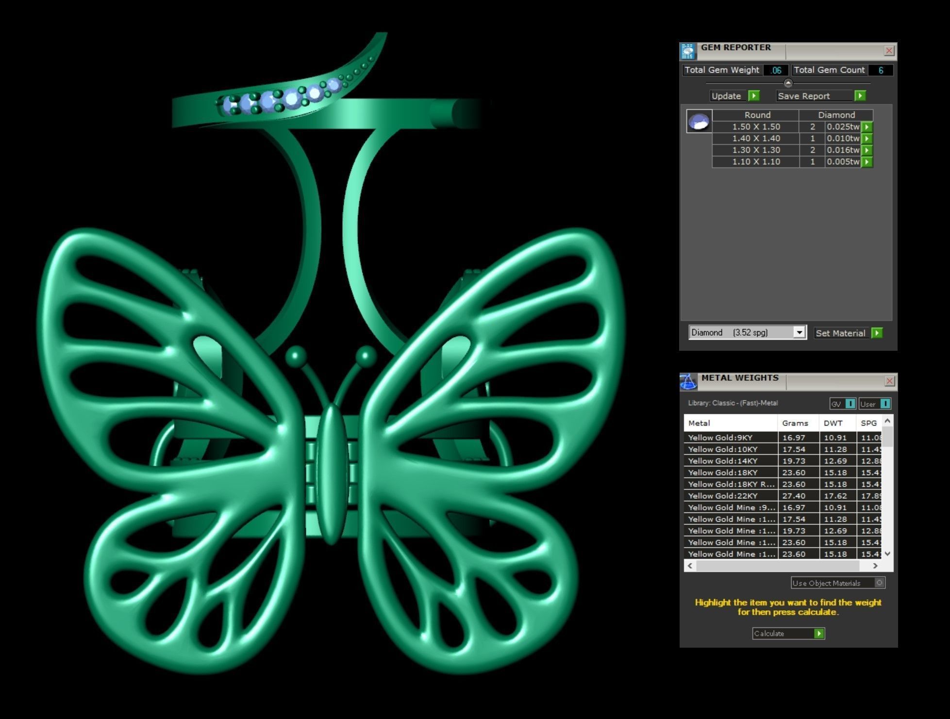 Gold Butterfly Ring with  Mechanism of Moving Wings 3D print model_7
