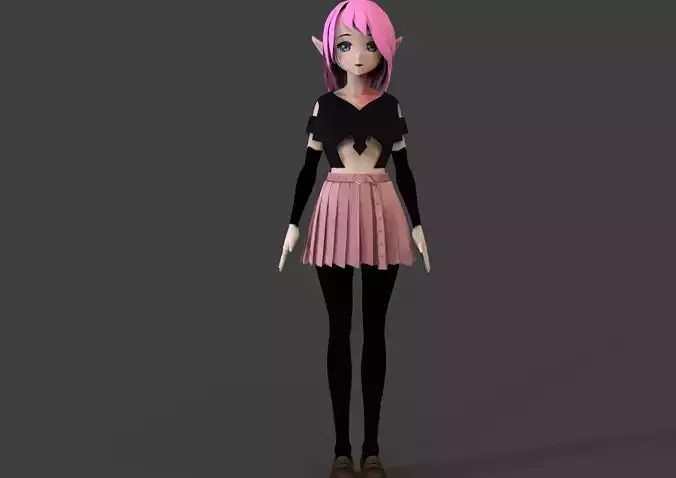 game ready Low Poly Anime Character 24 Low-poly 3D model