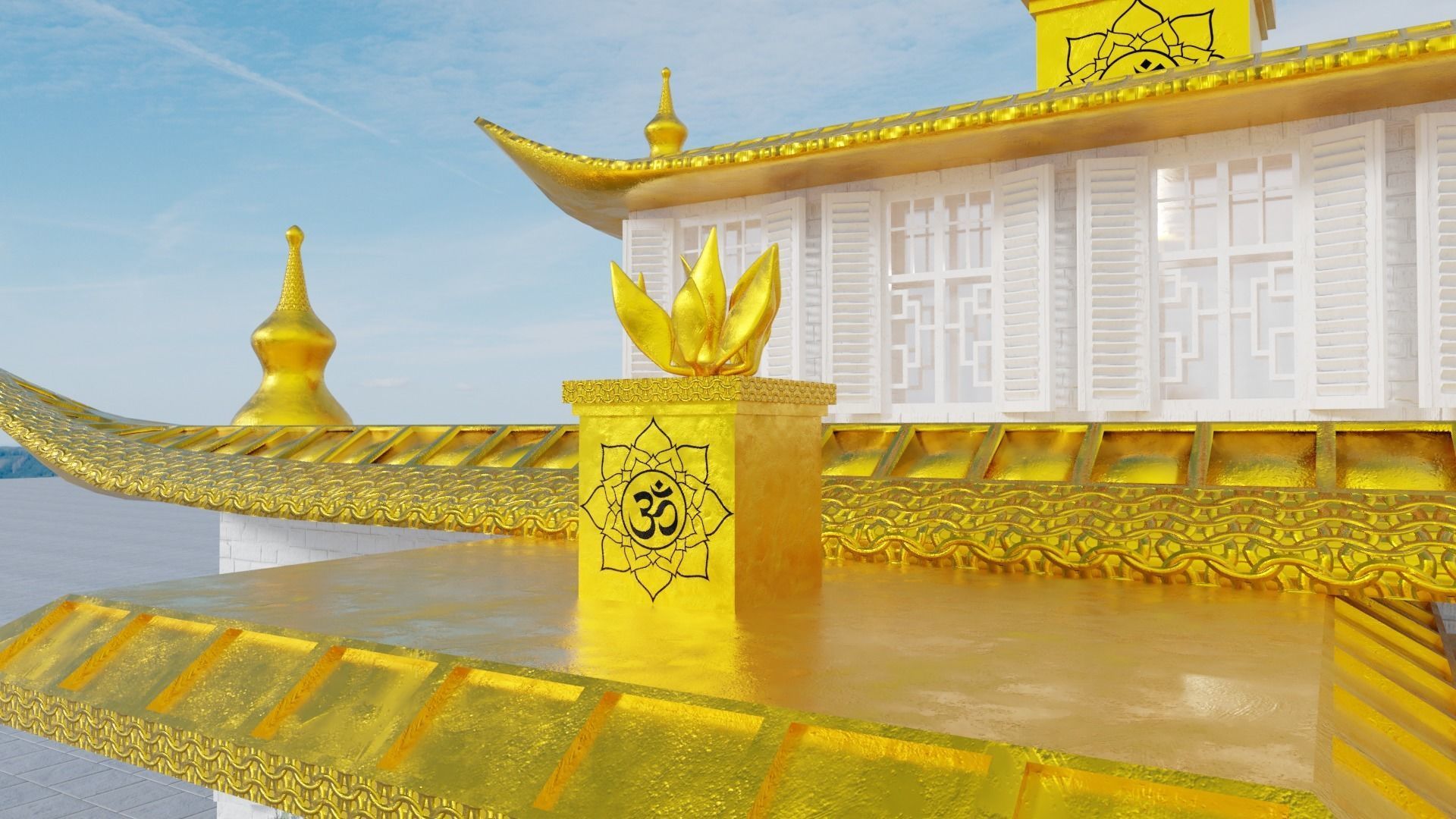 White Temple Low-poly 3D model_3