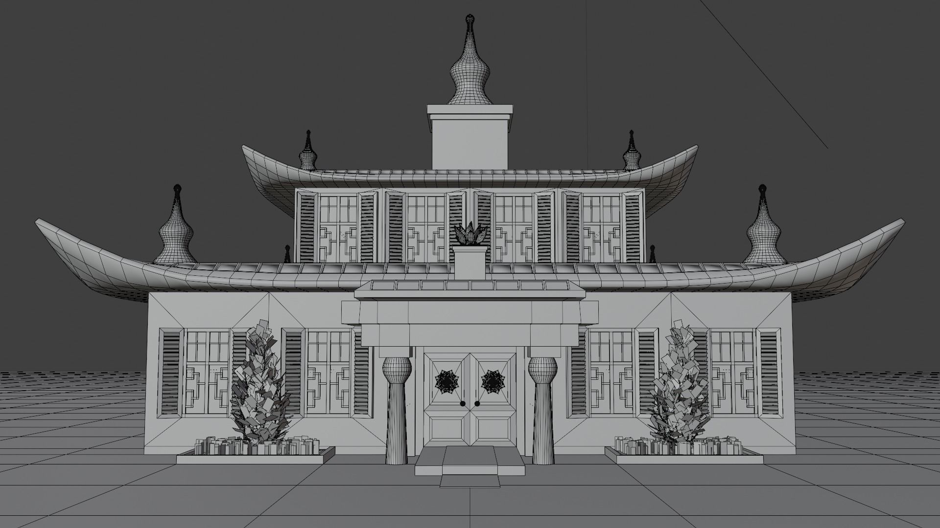 White Temple Low-poly 3D model_7