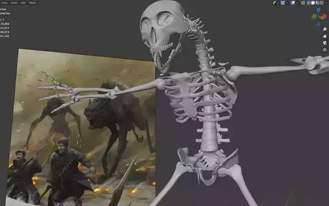Mythical beast wolf skeleton