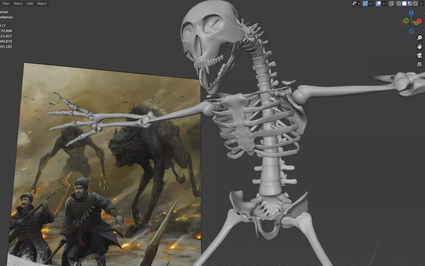 Mythical beast wolf skeleton 3D model