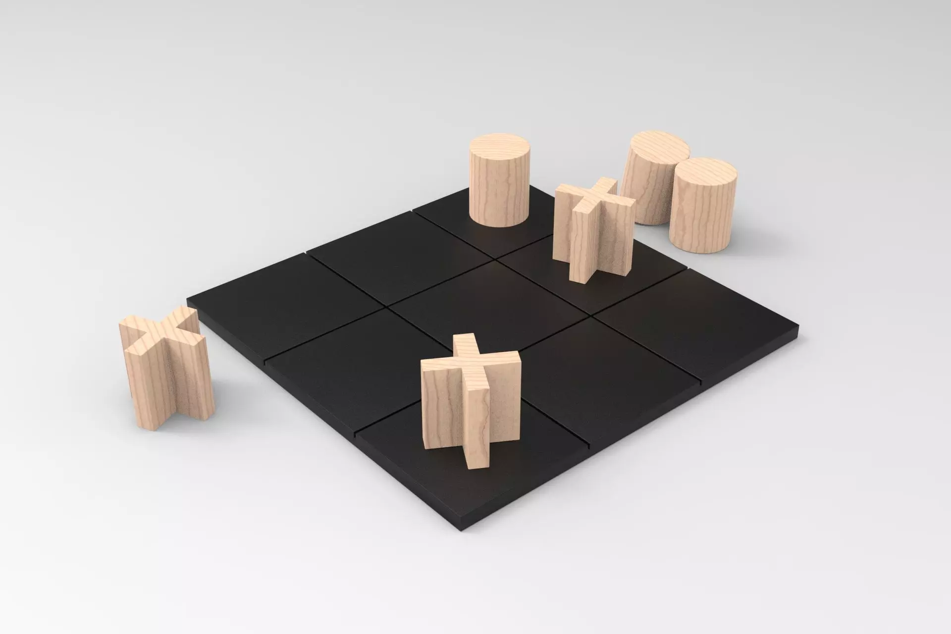 Wood XOX Game Low-poly 3D model