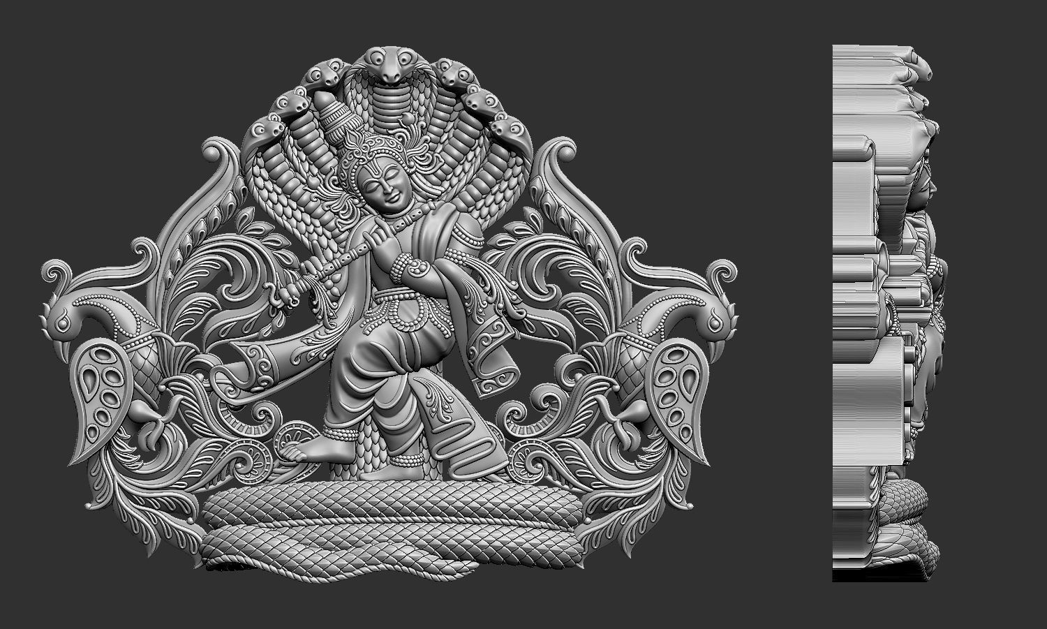 Krishna Dancing Art Relief 3D print model_1
