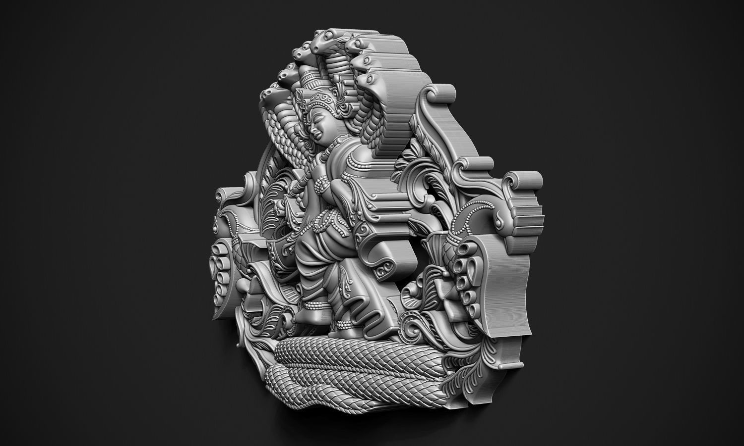 Krishna Dancing Art Relief 3D print model_10