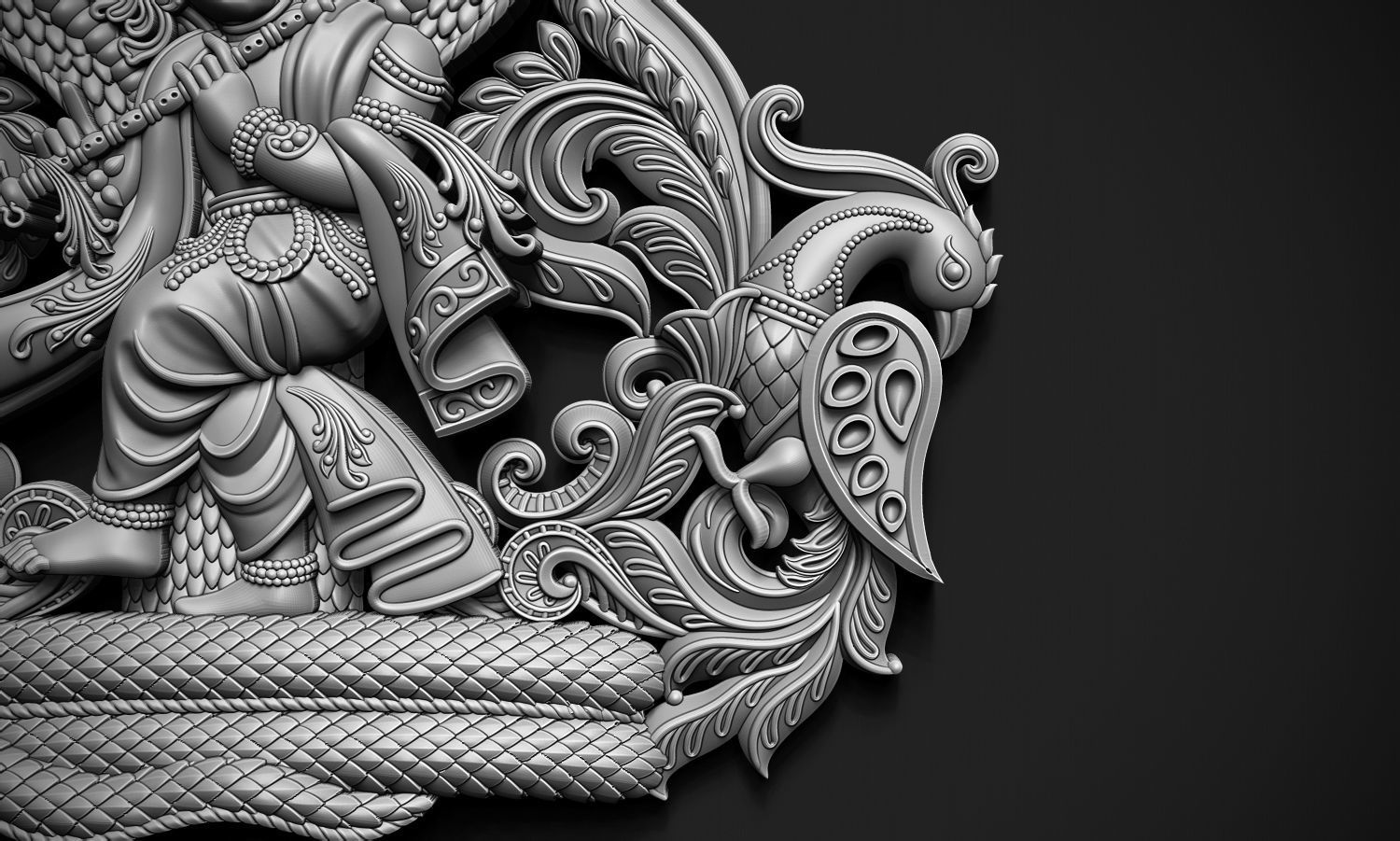 Krishna Dancing Art Relief 3D print model_4