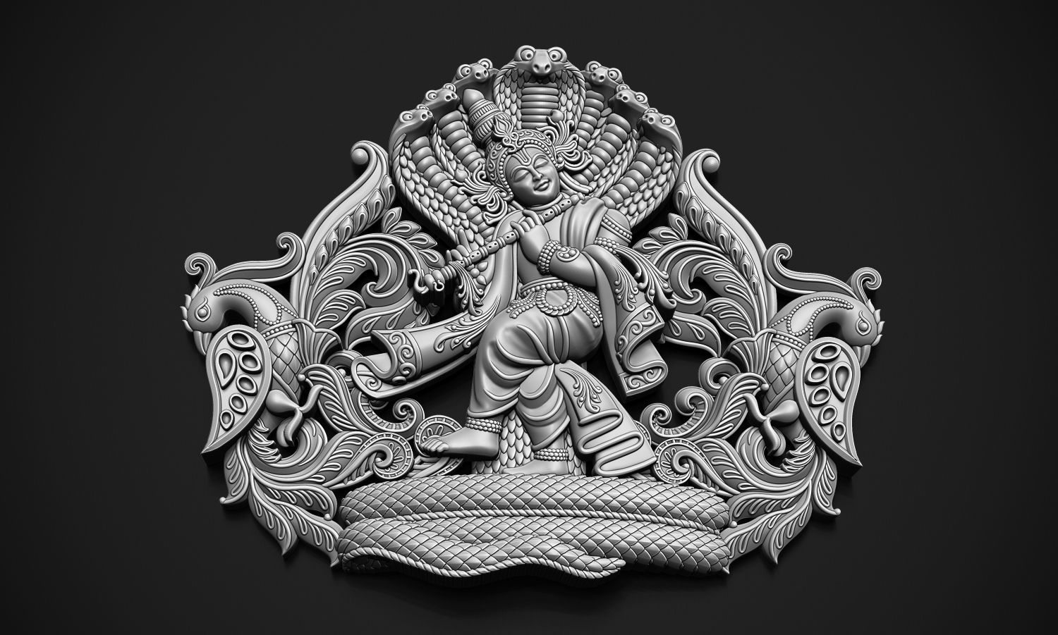 Krishna Dancing Art Relief 3D print model_9