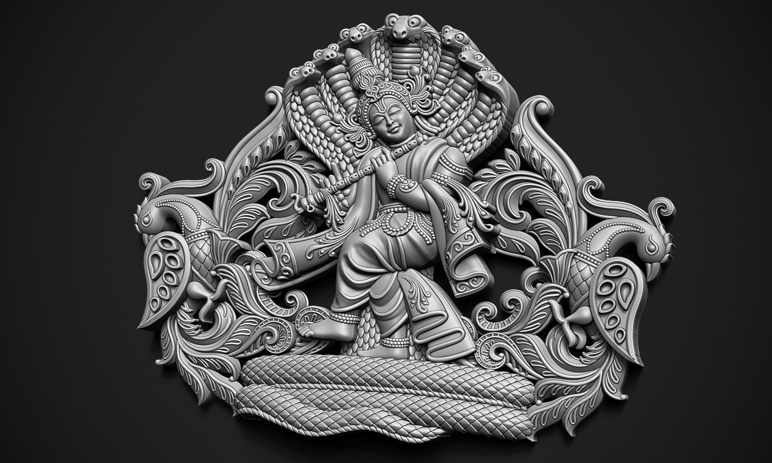 Krishna Dancing Art Relief 3D print model_8
