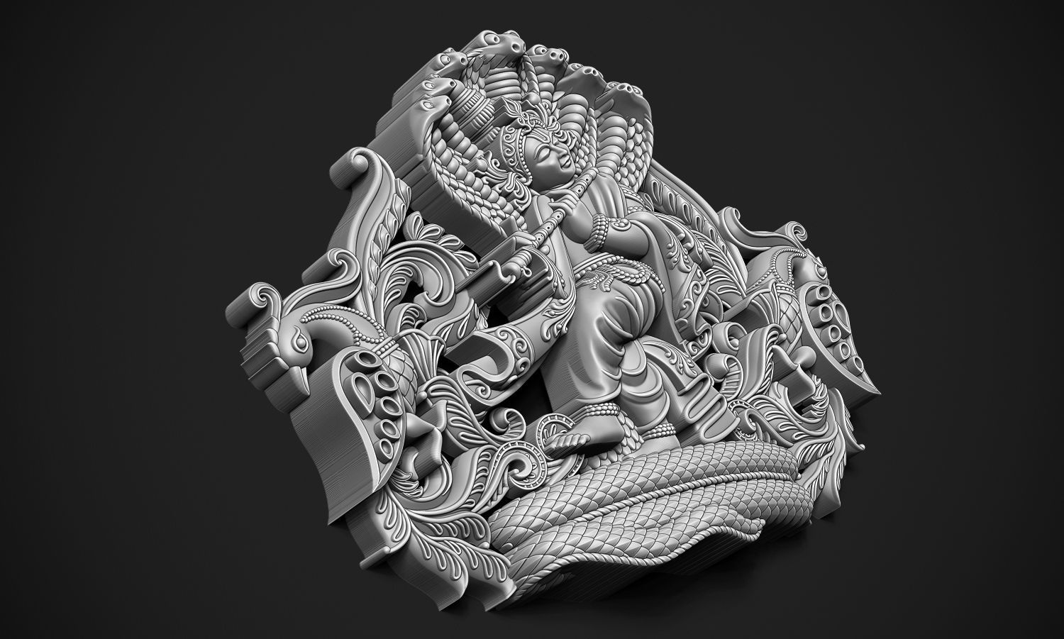 Krishna Dancing Art Relief 3D print model_7