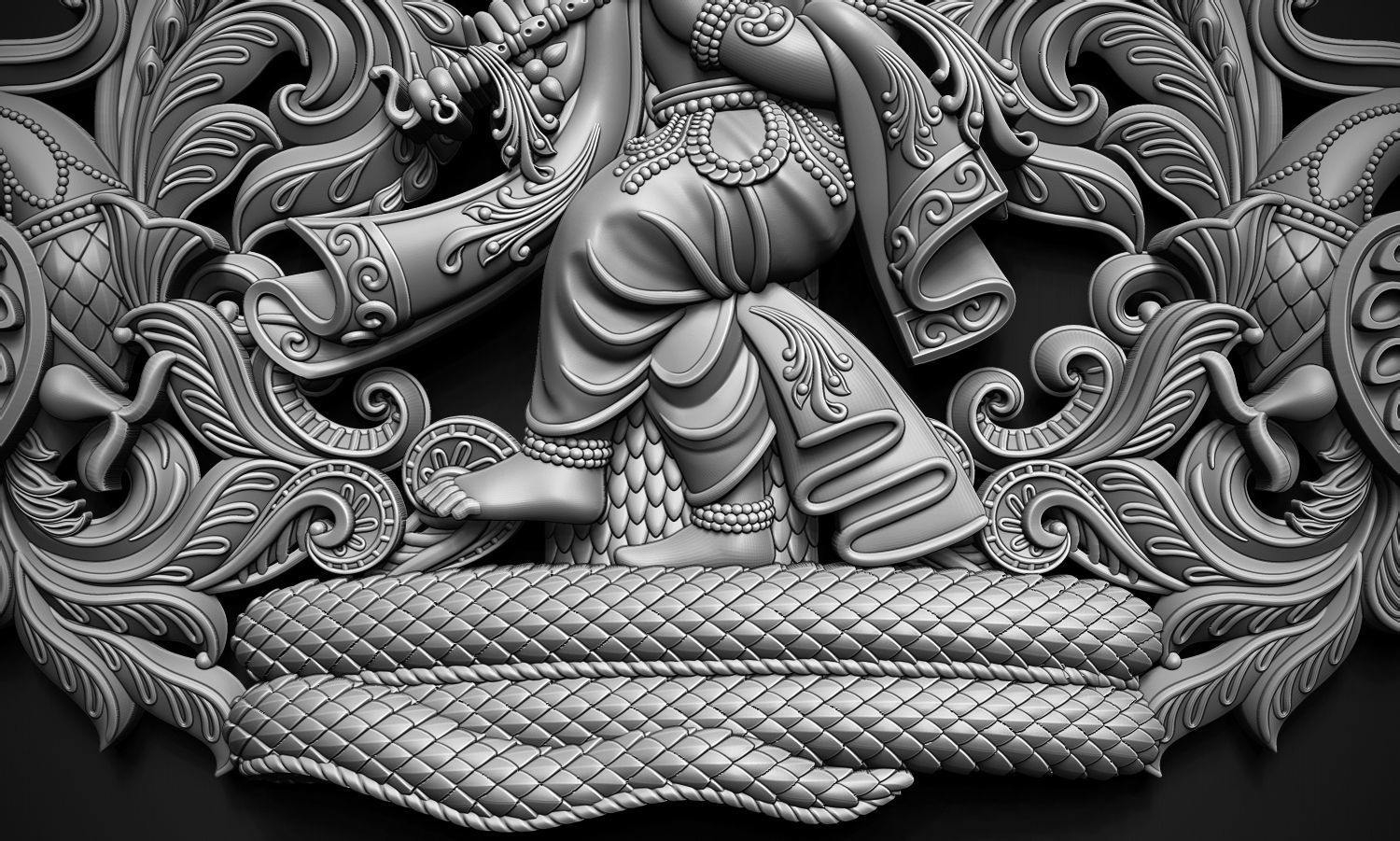 Krishna Dancing Art Relief 3D print model_3
