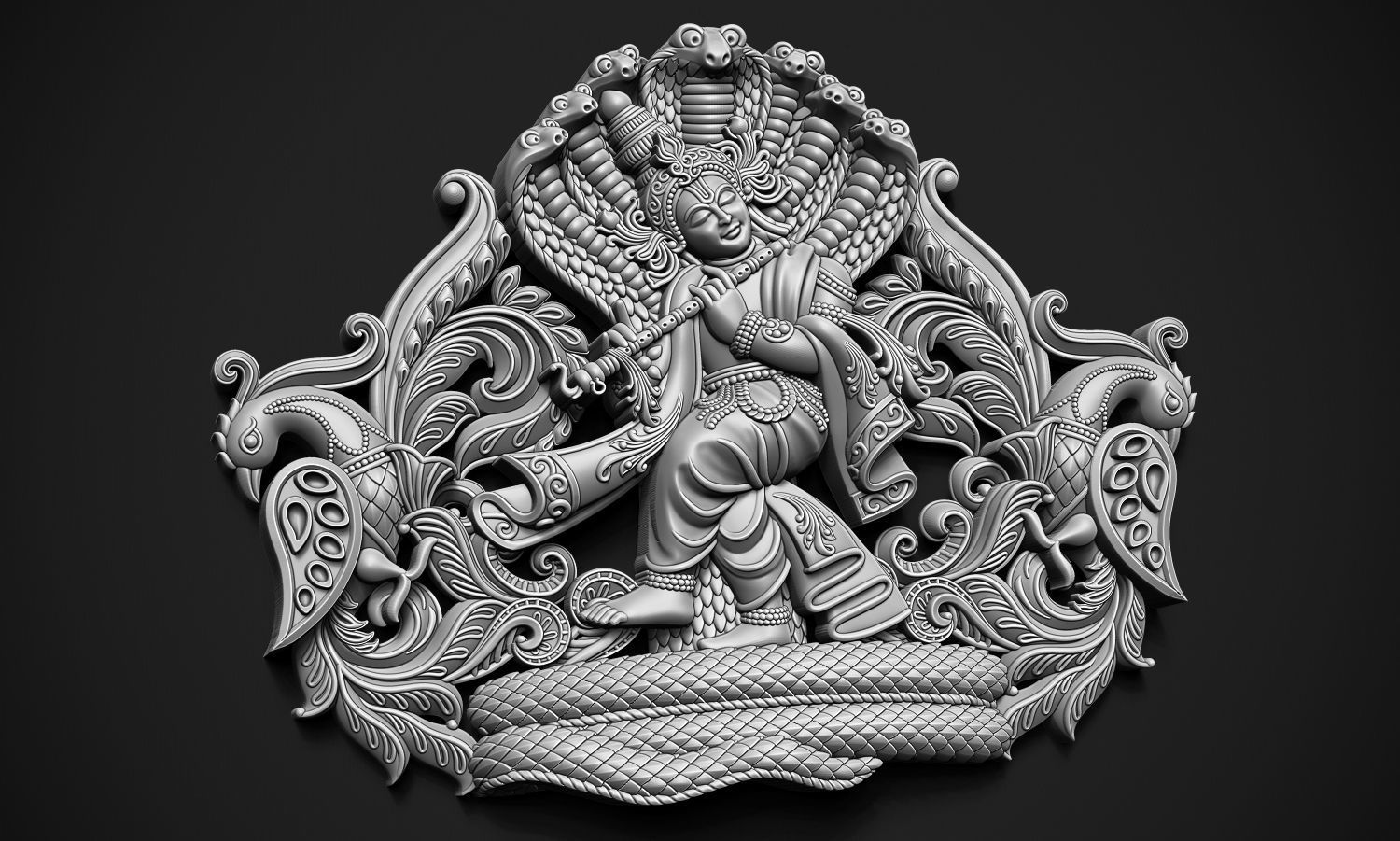 Krishna Dancing Art Relief 3D print model_6