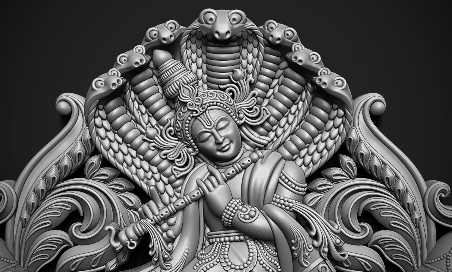 Krishna Dancing Art Relief 3D print model_2