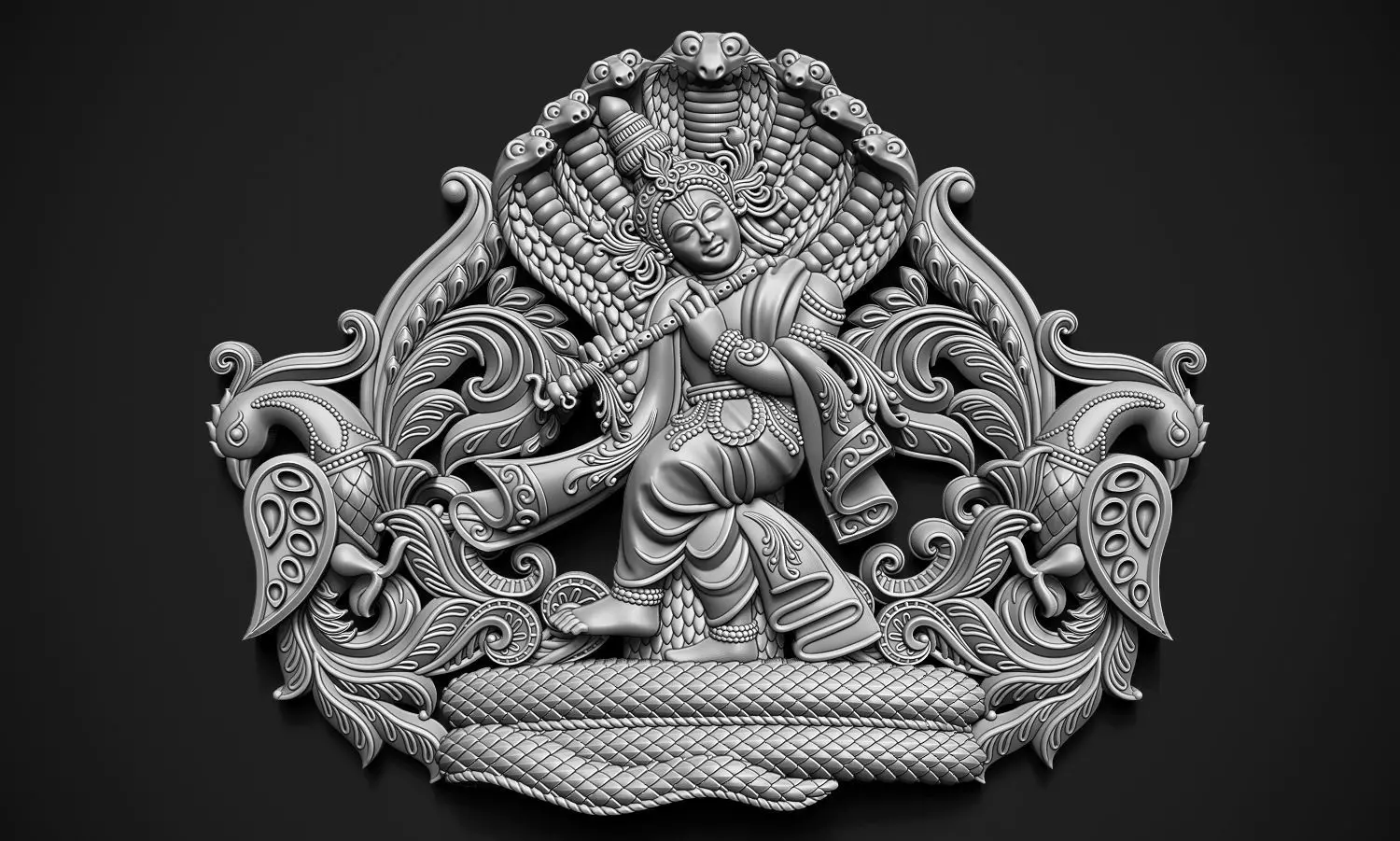 Krishna Dancing Art Relief 3D print model_0