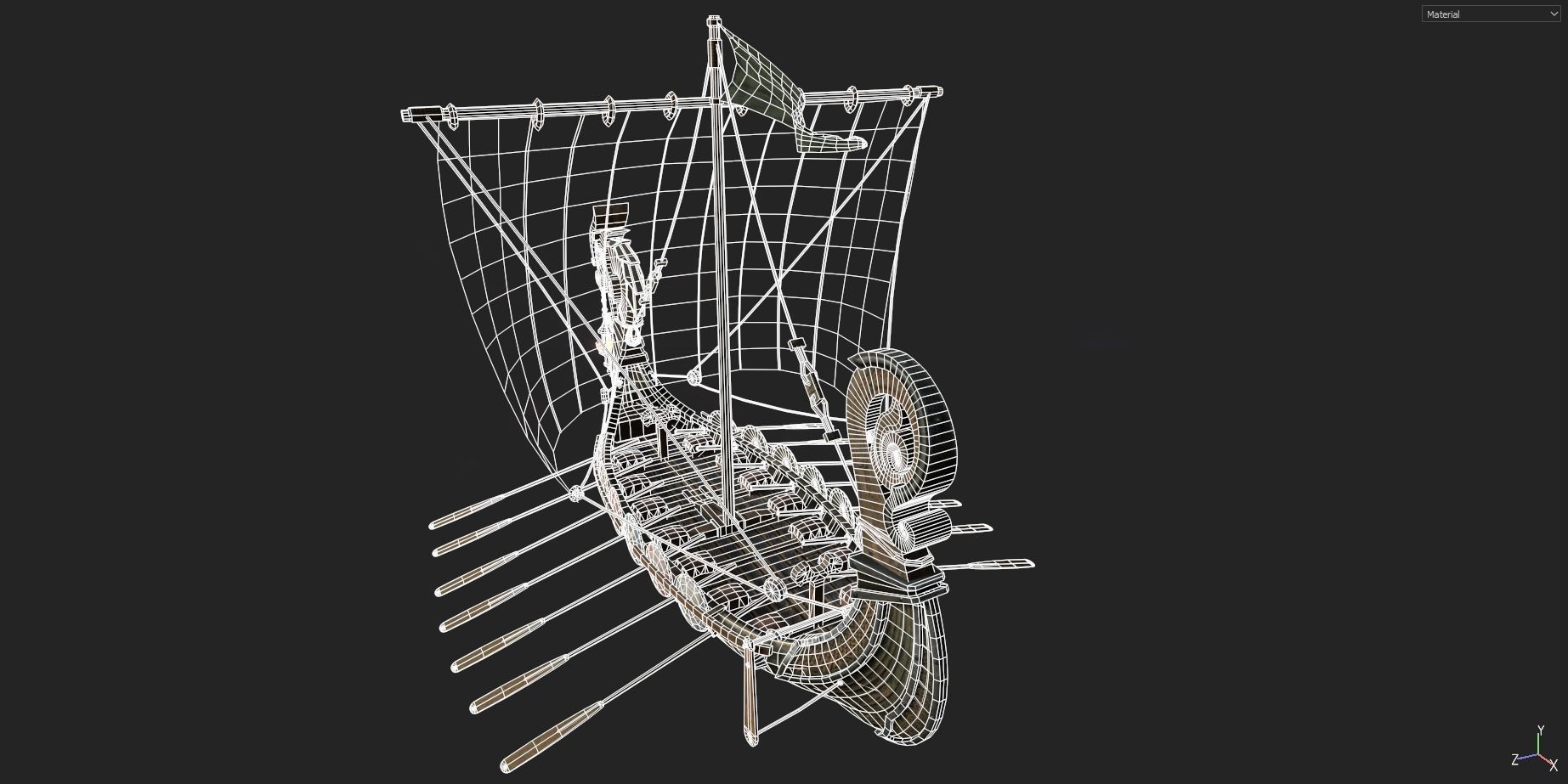 Viking Drakkar LongBoat Low-poly 3D model_17