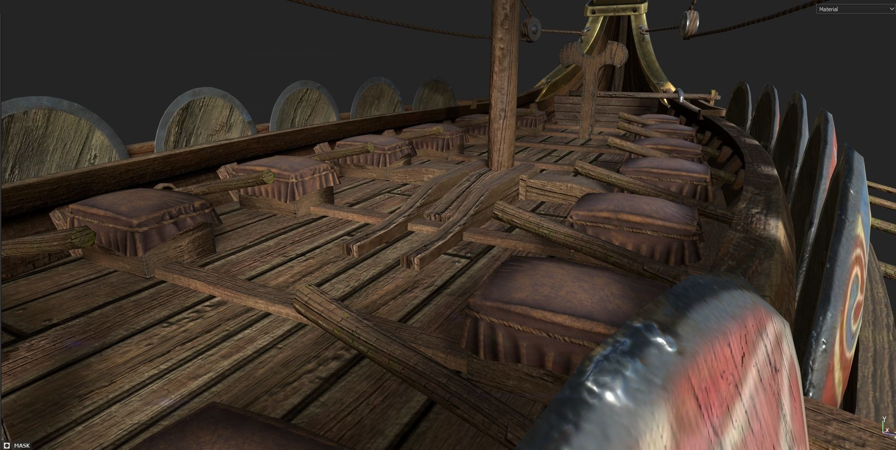 Viking Drakkar LongBoat Low-poly 3D model_15