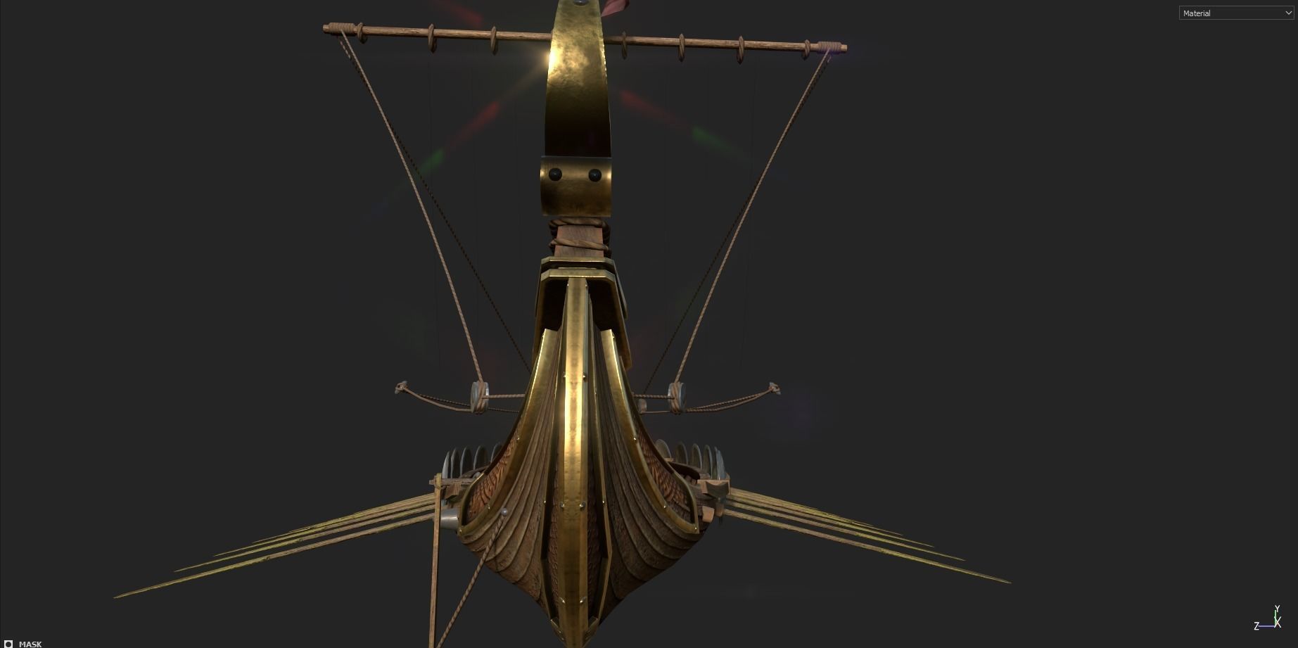 Viking Drakkar LongBoat Low-poly 3D model_9