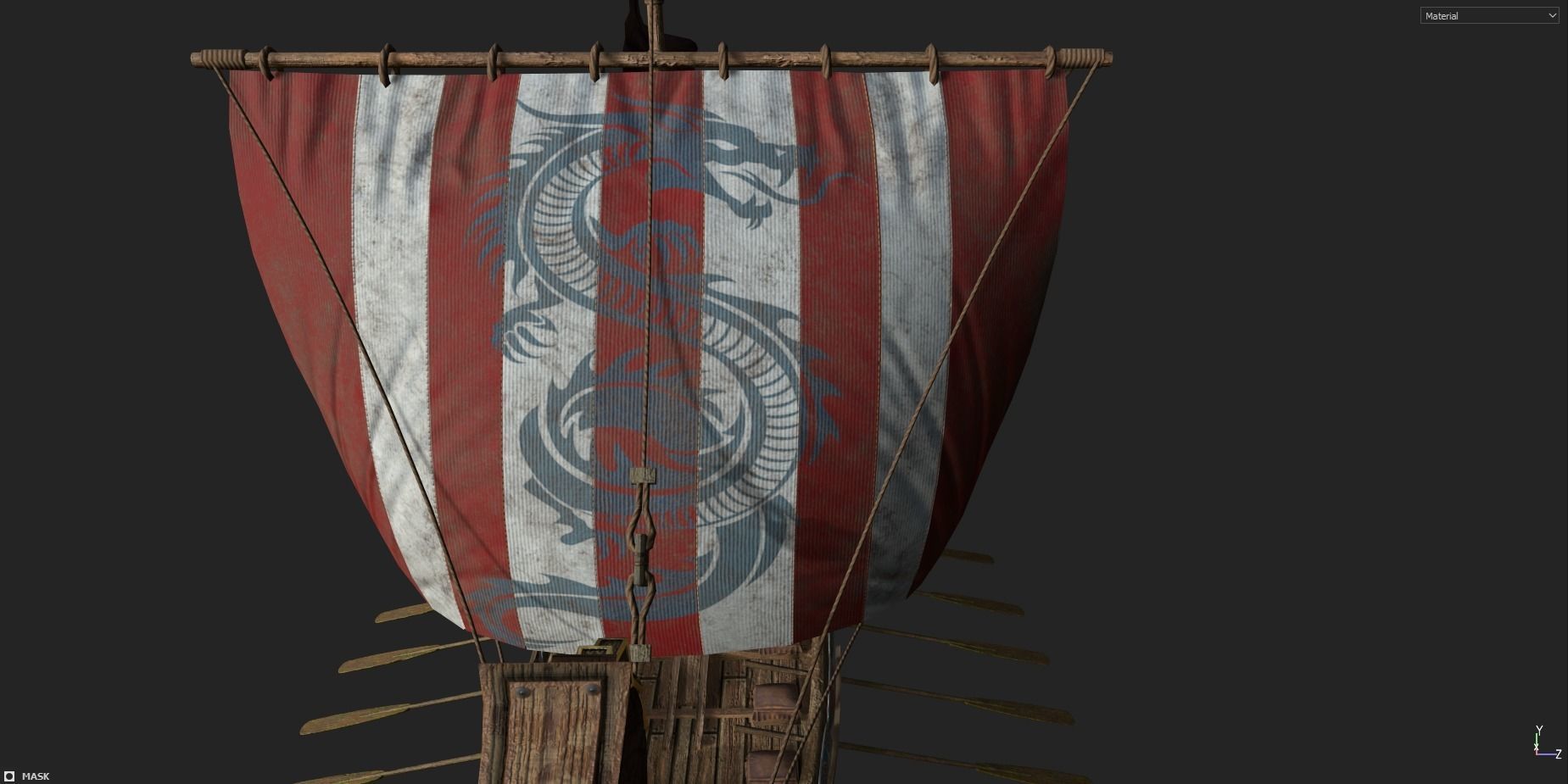 Viking Drakkar LongBoat Low-poly 3D model_11