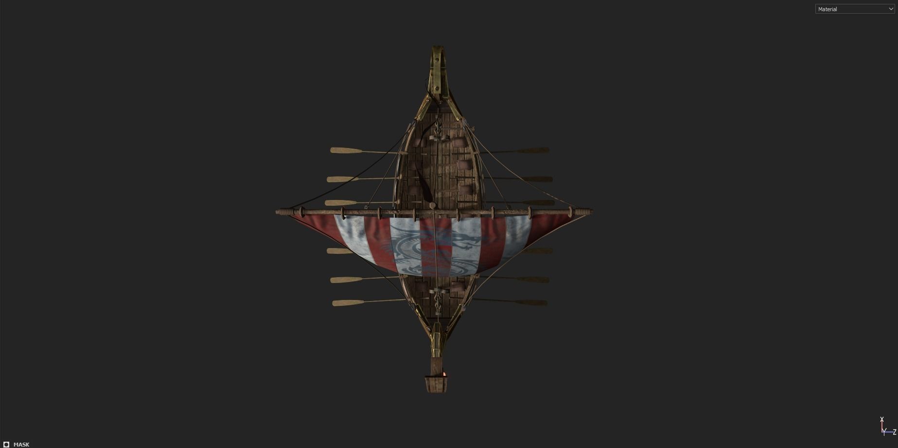Viking Drakkar LongBoat Low-poly 3D model_13
