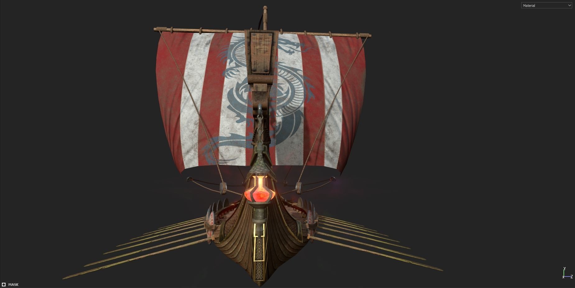 Viking Drakkar LongBoat Low-poly 3D model_6