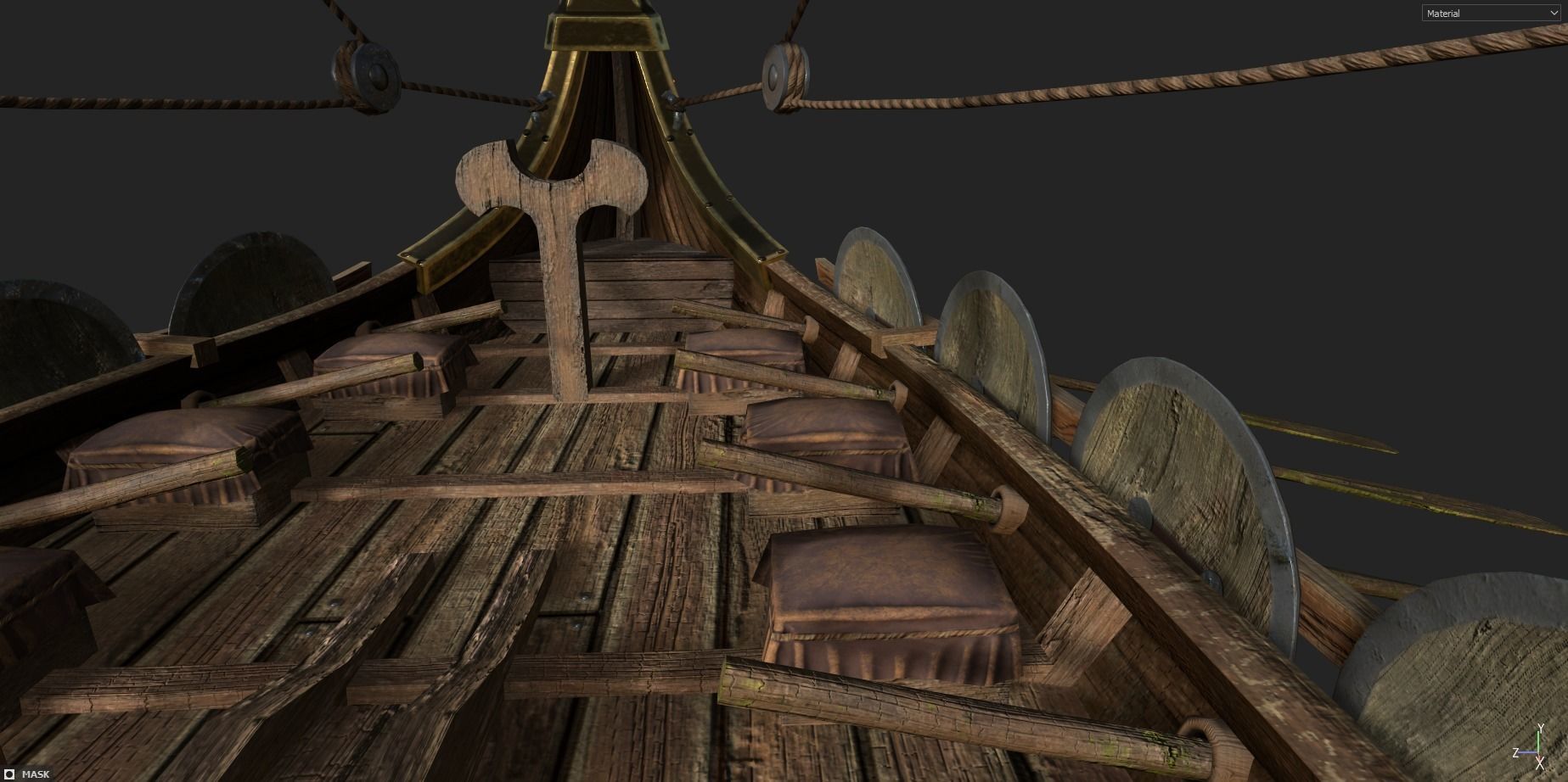 Viking Drakkar LongBoat Low-poly 3D model_12