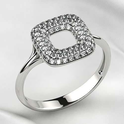Cushion Shape Pave Gems Fashion Gold Ring 3D print model