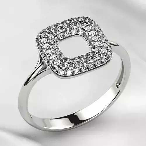 Cushion Shape Pave Gems Fashion Gold Ring