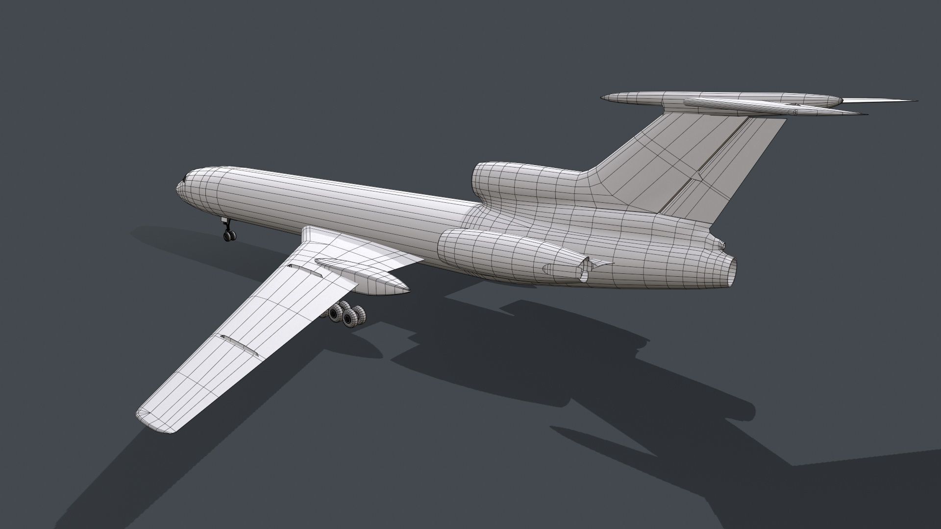 Tupolev Tu-154 Blank With LODs Low-poly 3D model_18
