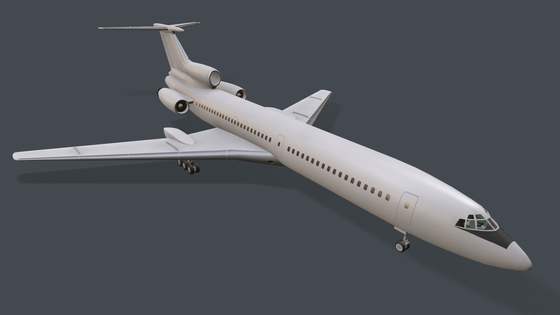 Tupolev Tu-154 Blank With LODs Low-poly 3D model_11
