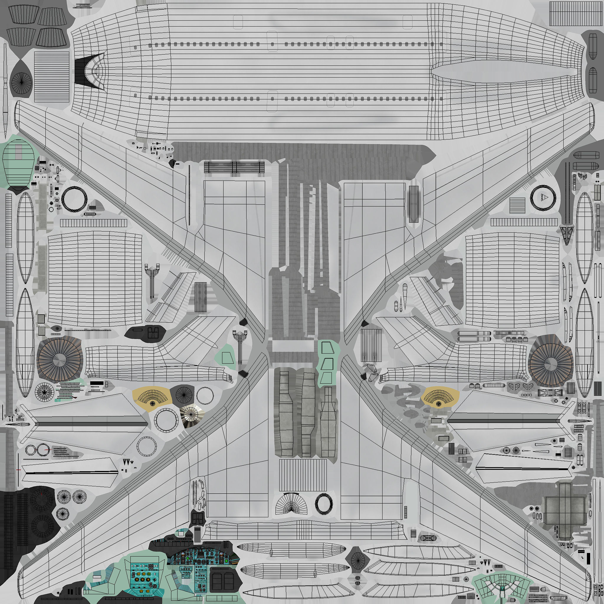 Tupolev Tu-154 Blank With LODs Low-poly 3D model_29