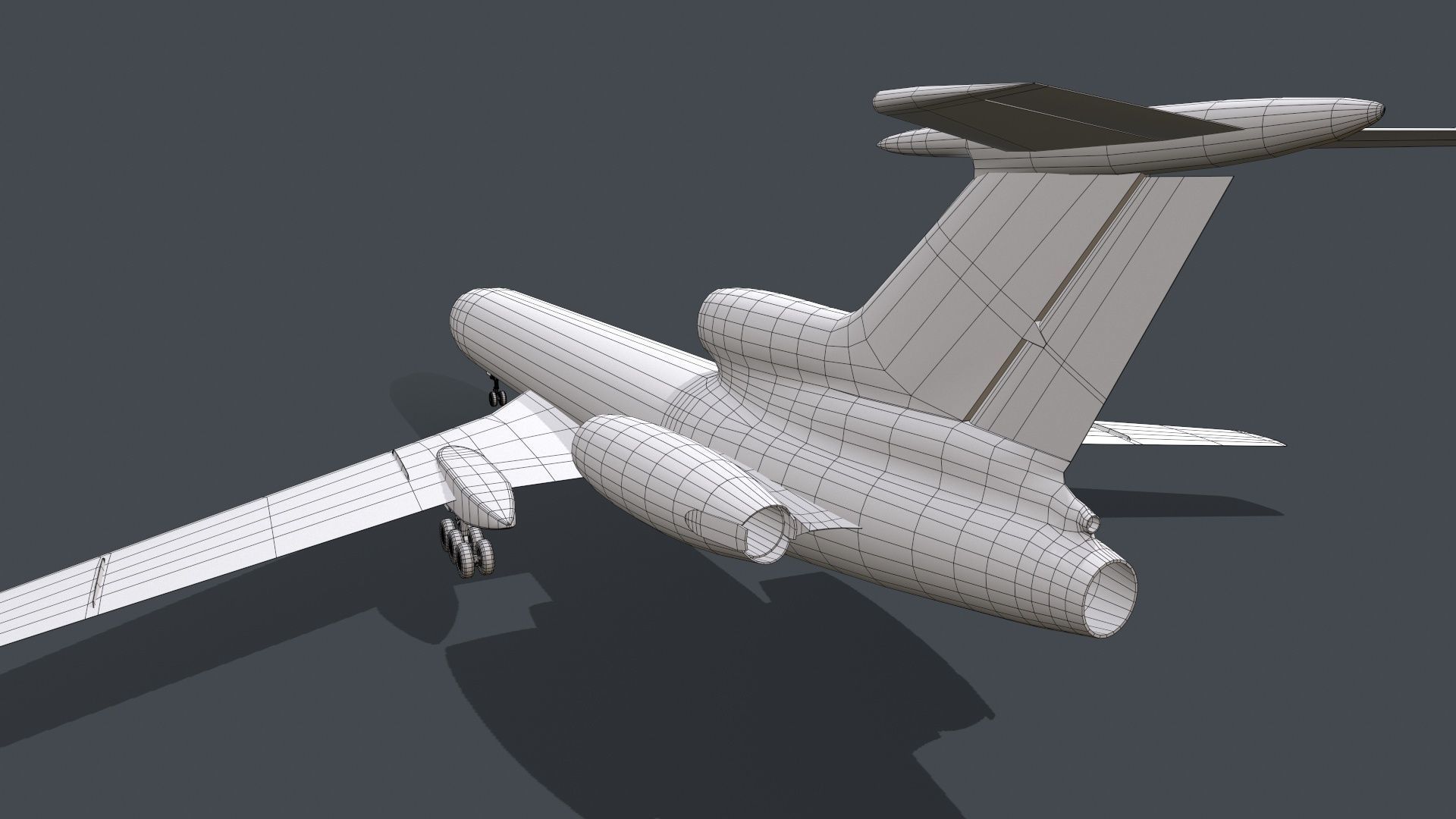 Tupolev Tu-154 Blank With LODs Low-poly 3D model_22