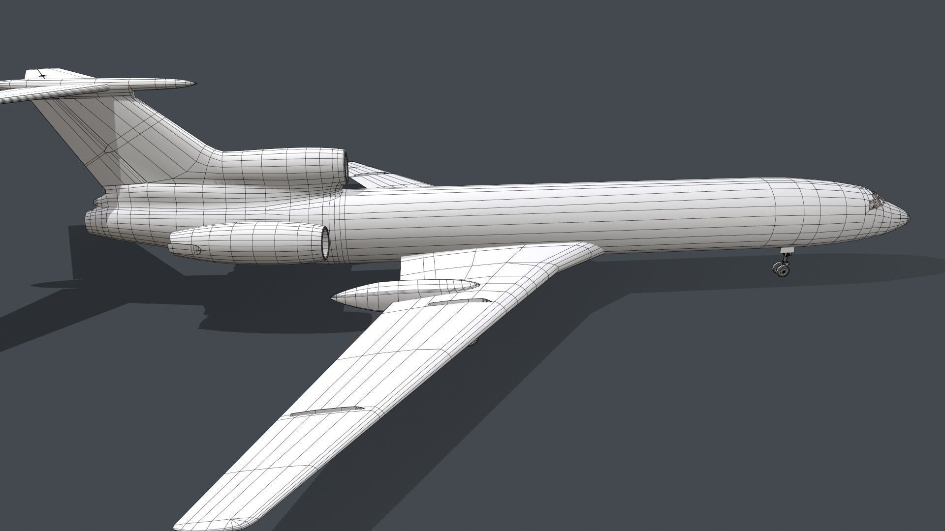 Tupolev Tu-154 Blank With LODs Low-poly 3D model_26
