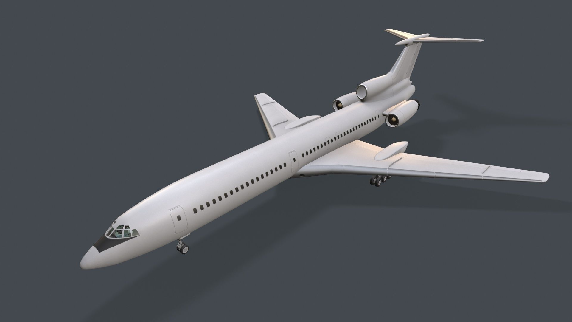 Tupolev Tu-154 Blank With LODs Low-poly 3D model_2
