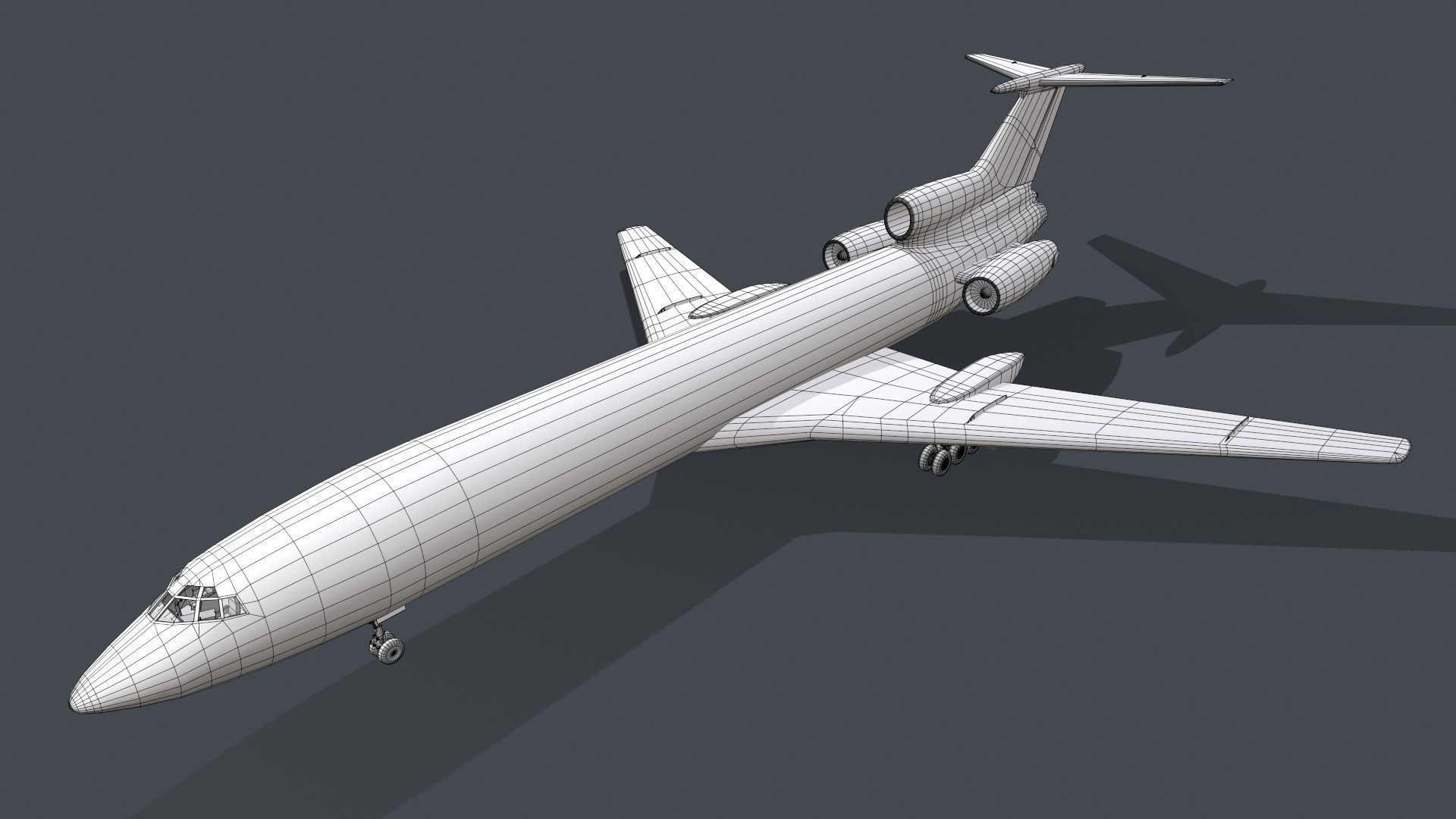 Tupolev Tu-154 Blank With LODs Low-poly 3D model_17