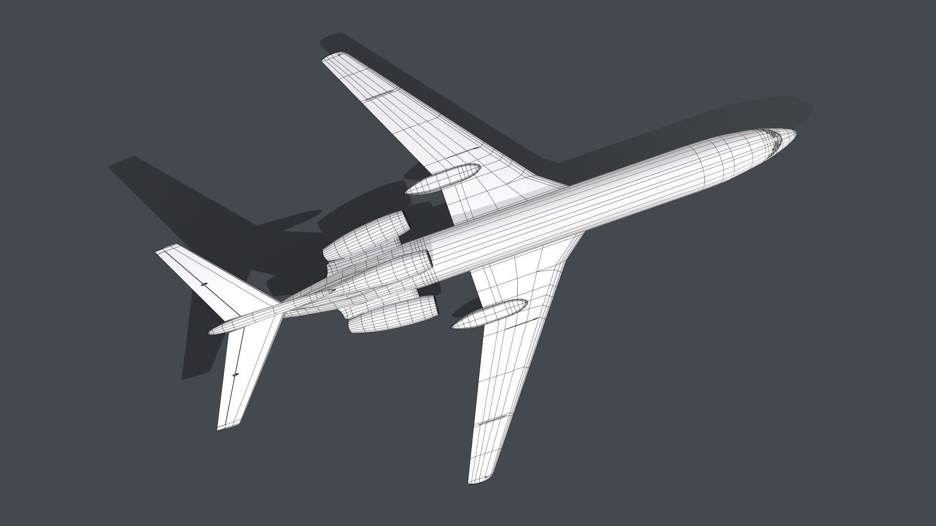 Tupolev Tu-154 Blank With LODs Low-poly 3D model_20