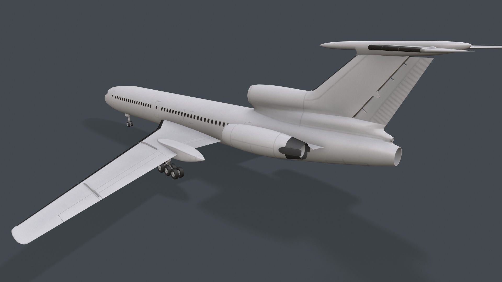 Tupolev Tu-154 Blank With LODs Low-poly 3D model_3
