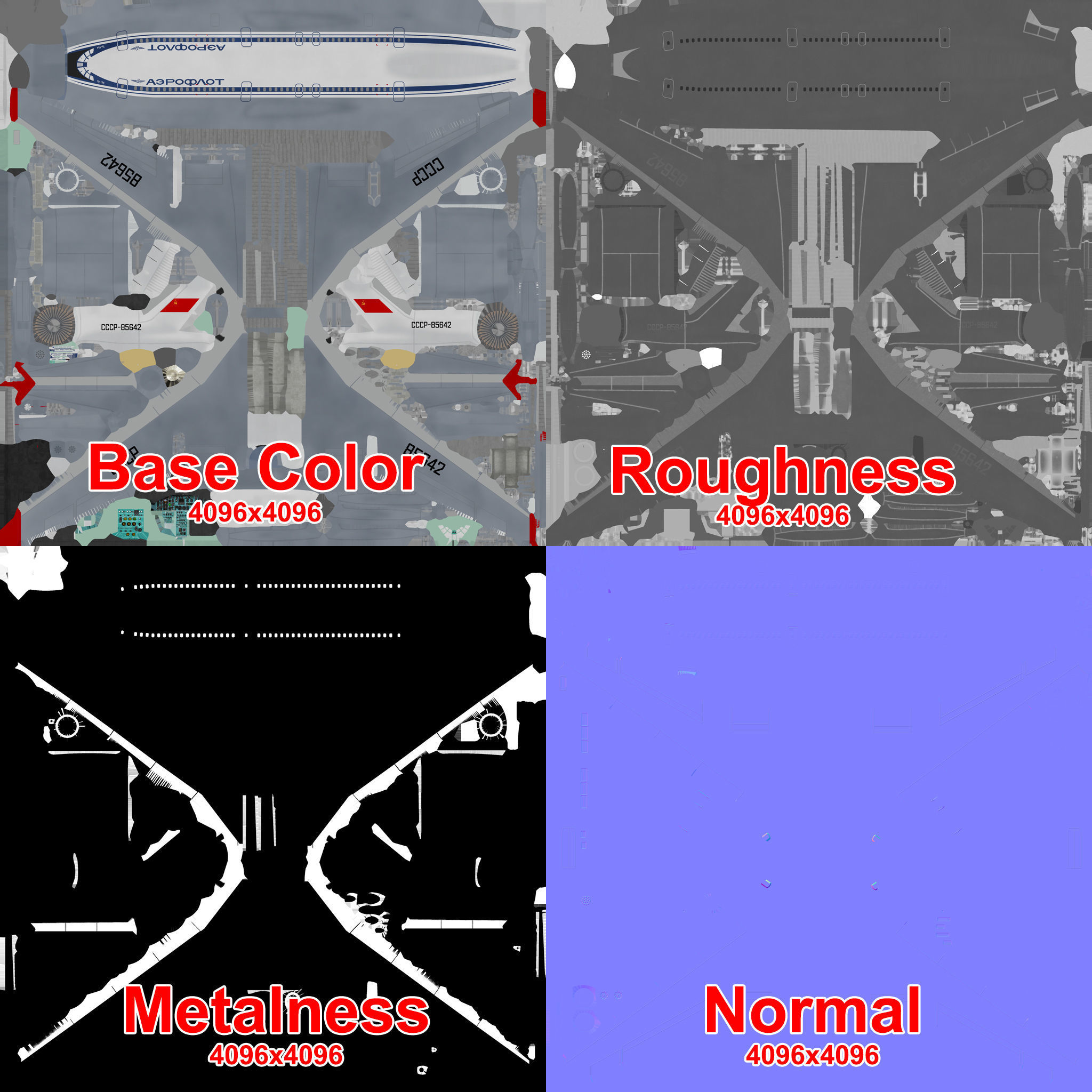 Tupolev Tu-154 USSR With LODs Low-poly 3D model_27