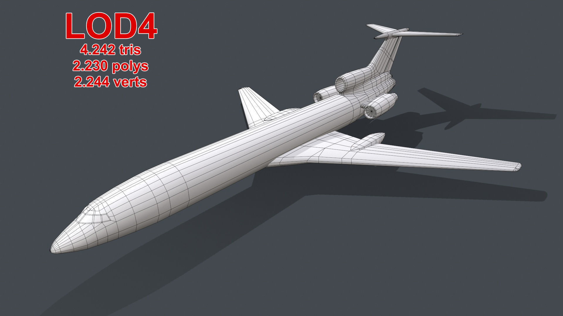 Tupolev Tu-154 USSR With LODs Low-poly 3D model_16
