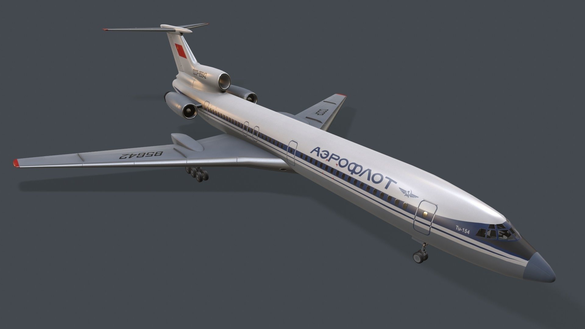 Tupolev Tu-154 USSR With LODs Low-poly 3D model_11