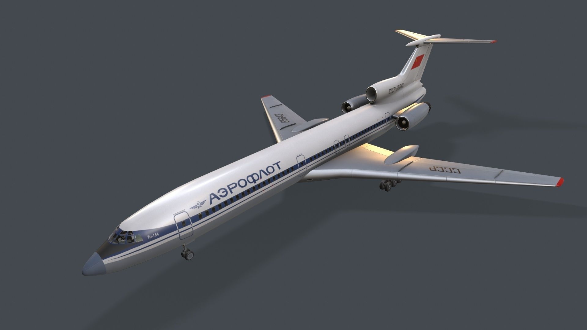 Tupolev Tu-154 USSR With LODs Low-poly 3D model_2