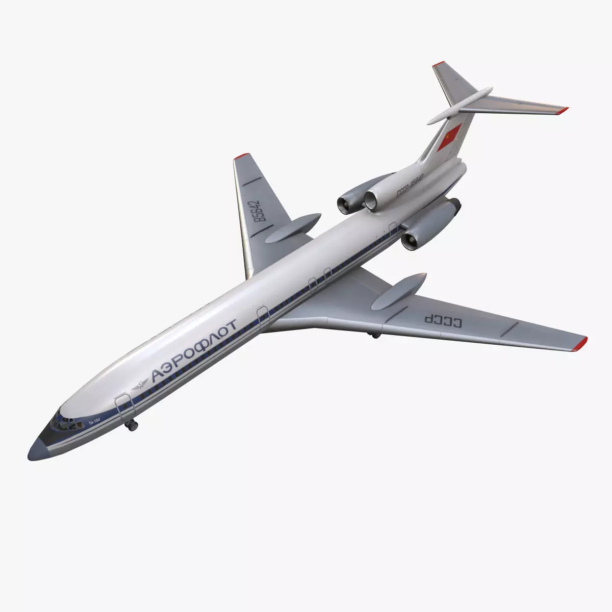 Tupolev Tu-154 USSR With LODs Low-poly 3D model_0