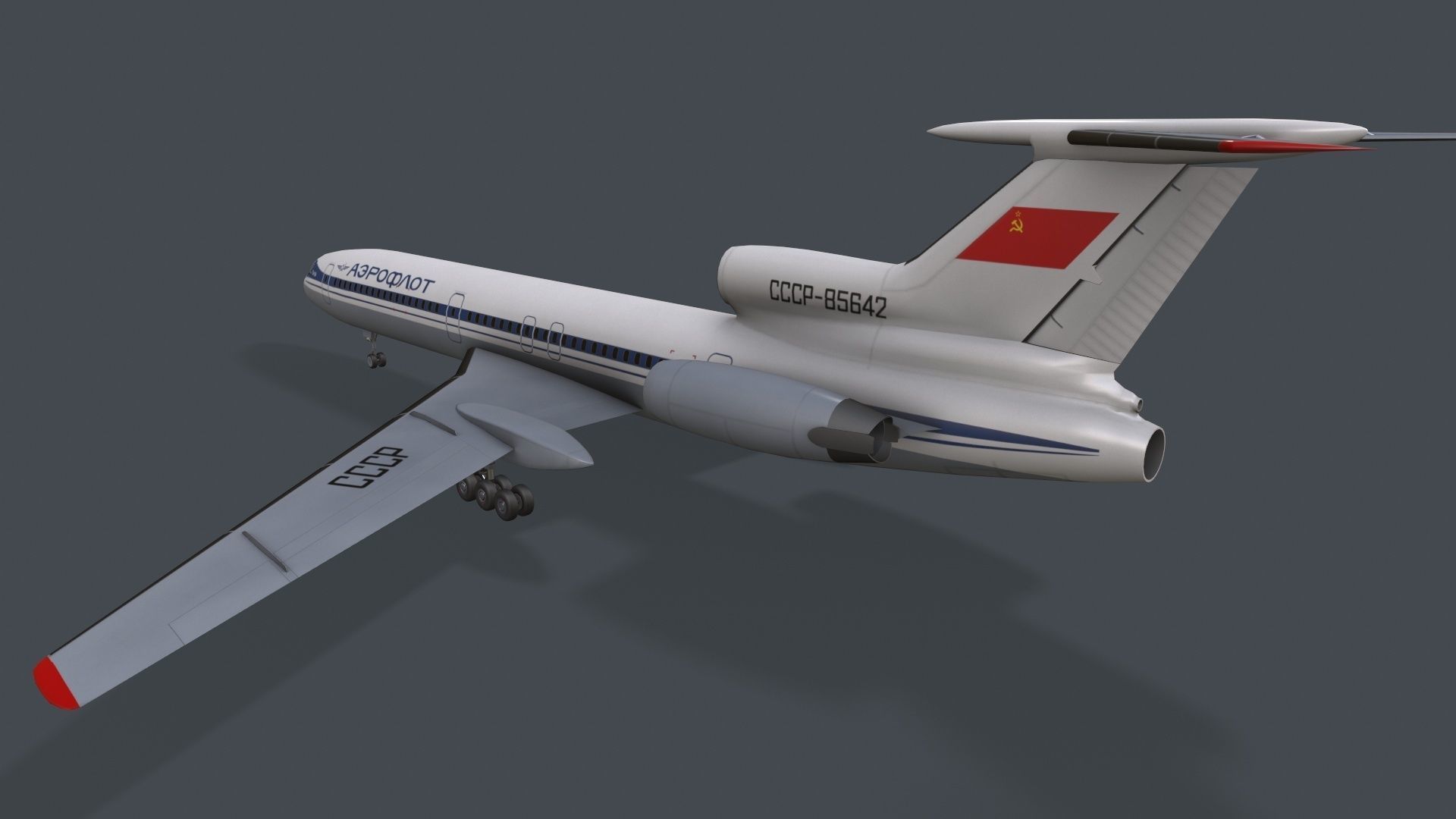Tupolev Tu-154 USSR With LODs Low-poly 3D model_3