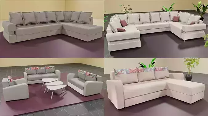 Collection of 74 pieces of furniture 3D model