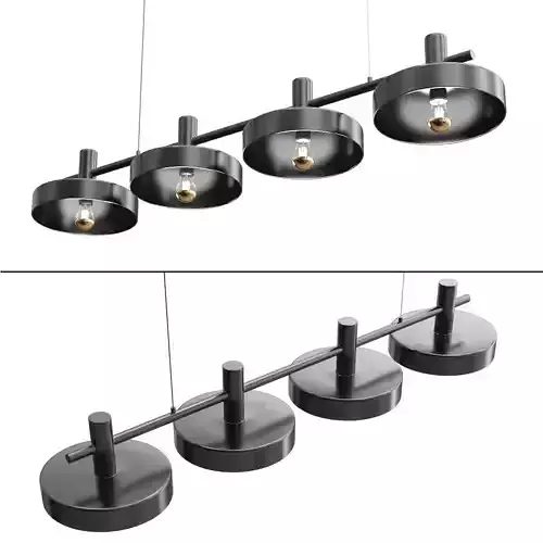Aloa-L four lights hanging from metal rod 3D model