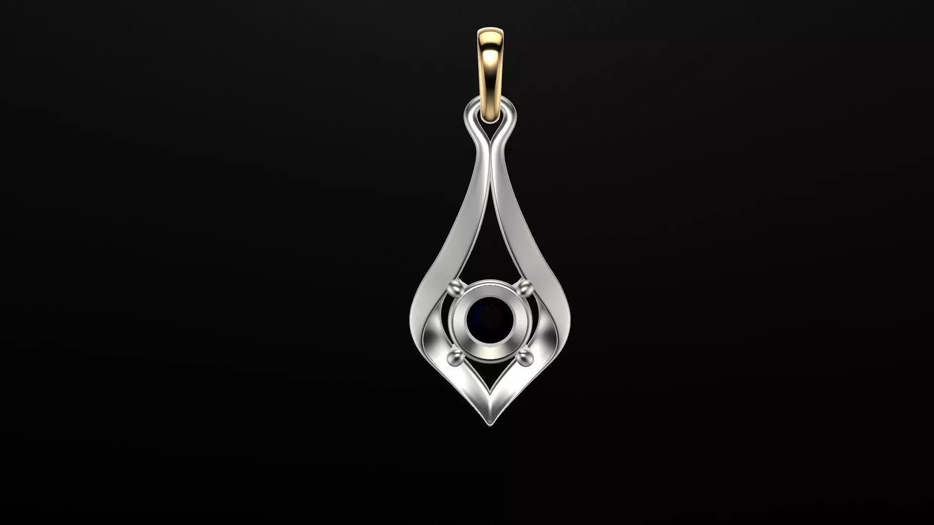 1 round gem pendant 3D print model_0