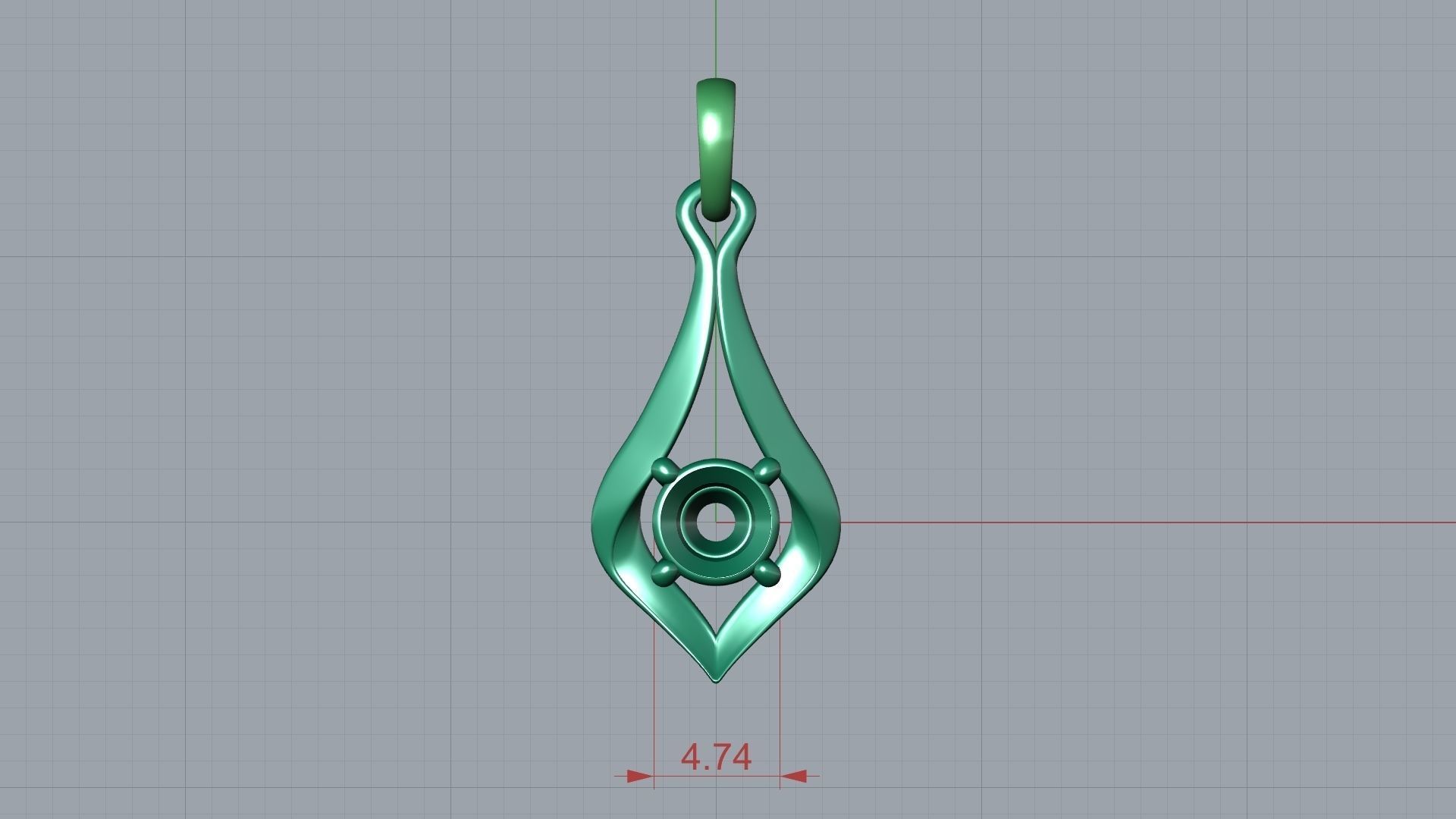 1 round gem pendant 3D print model_1