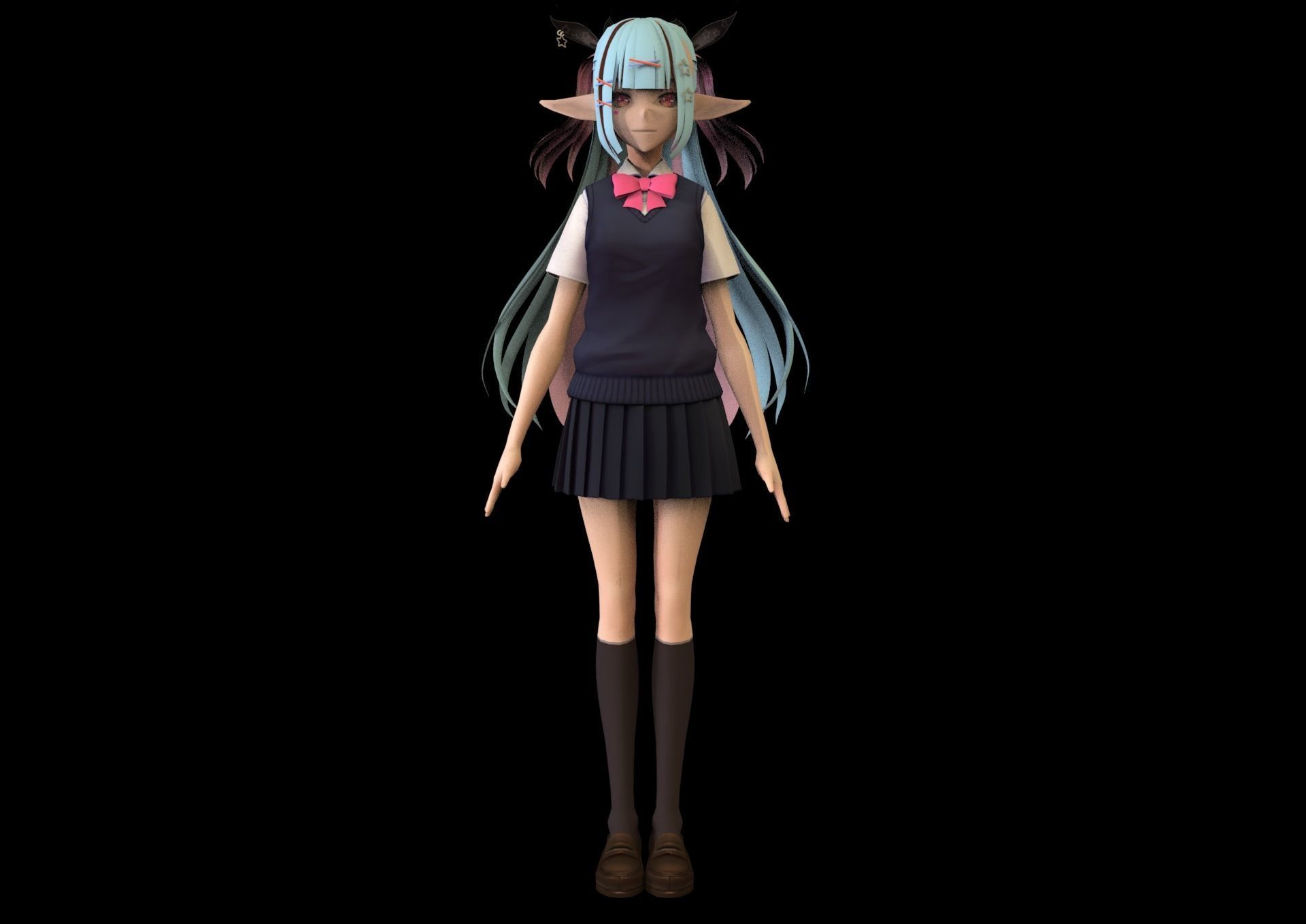 game ready Low Poly Anime Character 29 Low-poly 3D model_2
